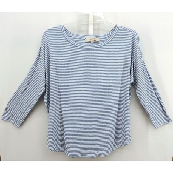 LOFT Blue Stripe Long Sleeve Shirt Womens Top - Size S - Picture 1 of 6
